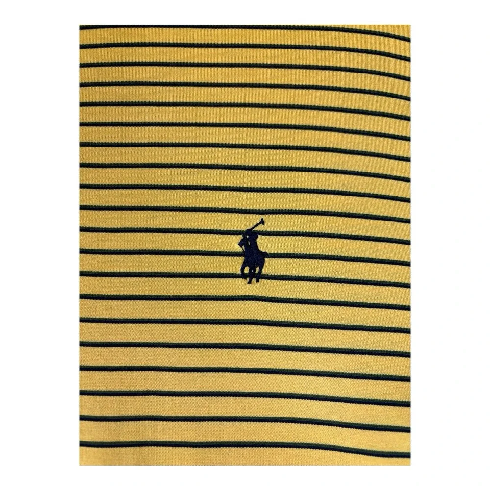 Polo Golf Ralph Lauren Shirt Mens Large Gold‎ Striped Pima Cotton Black Label